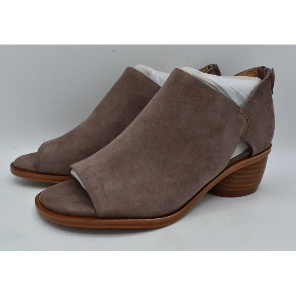 Sofft Womens 9 Carleigh‎ Lavender Grey Leather Heeled Open Toe Sandals Shoes